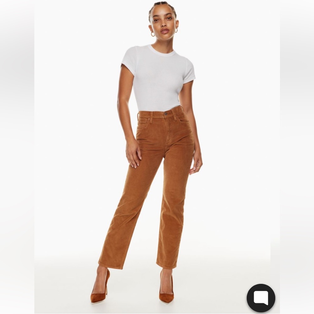 Denim Forum High-Rise Straight Corduroy Jeans in Caramel Brown